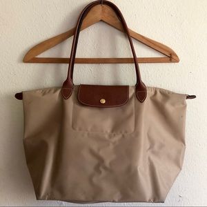 Longchamp Large Le Pliage Tote in Tan